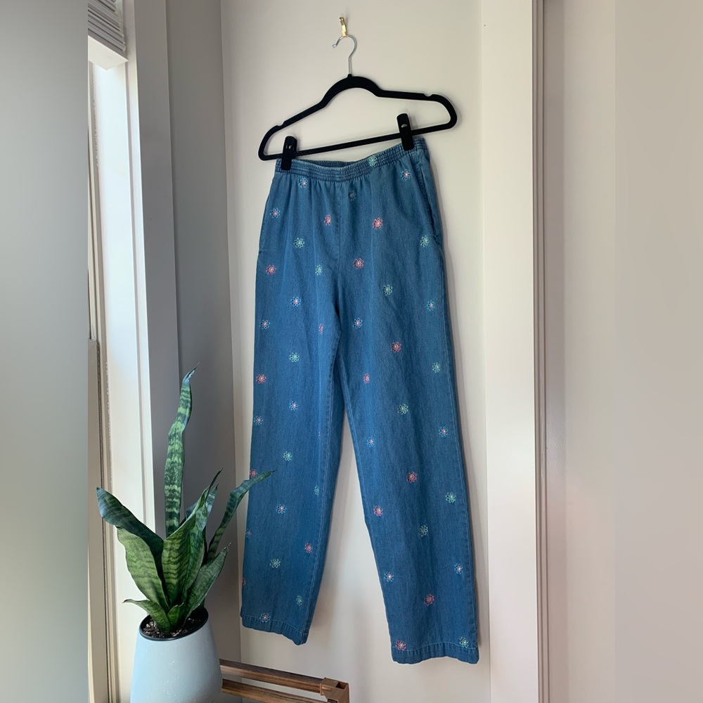 Vintage embroidered floral jeans
